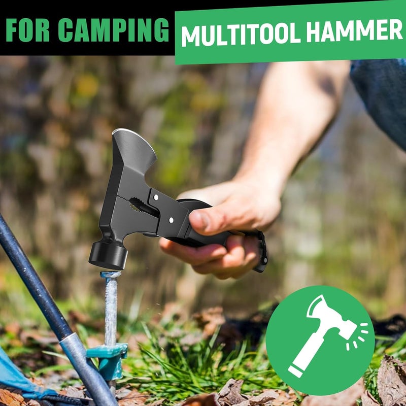 DETDLIB 15-in-1 Multitool Axe Hatchet, Birthday Gifts for Men, Essential for Camping, Hiking, Cool Gadget Valentines Day Gifts for Him, Men, Husband, Dad, Father, Mechanic, Women, Black - Image 5